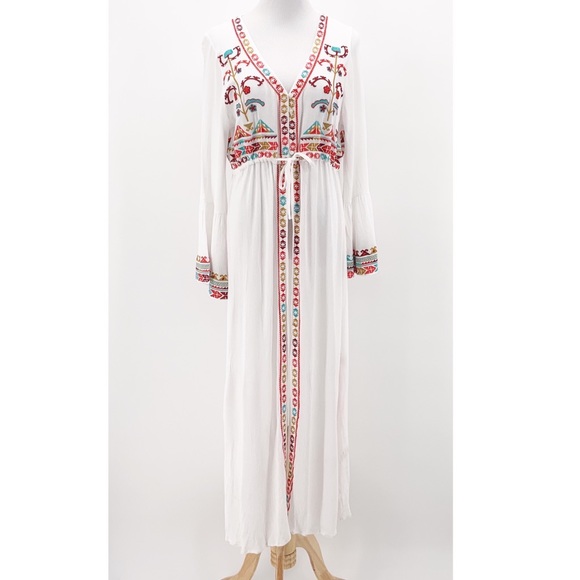 Tops - LEEN Woman Embroidered Long Kimono Coverup